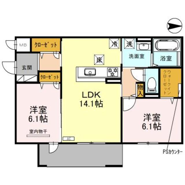 枚方市伊加賀西町のアパートの間取り