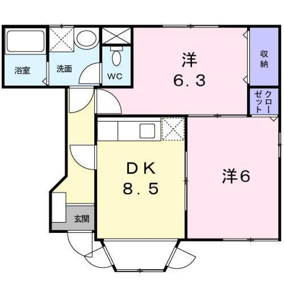 伊予市下吾川のアパートの間取り