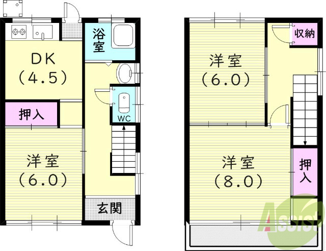 神戸市長田区源平町のアパートの間取り