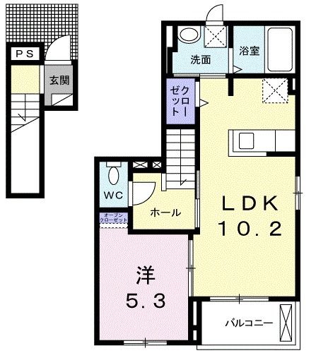 西条市周布のアパートの間取り