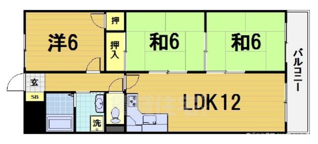 京都市西京区山田久田町のマンションの間取り