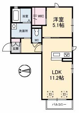 松江市春日町のアパートの間取り