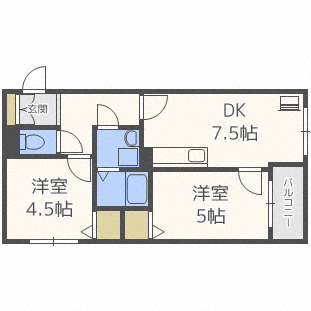 札幌市豊平区中の島一条のマンションの間取り