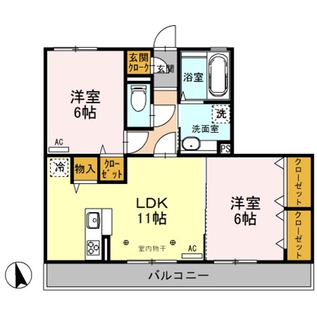 前橋市天川大島町のマンションの間取り