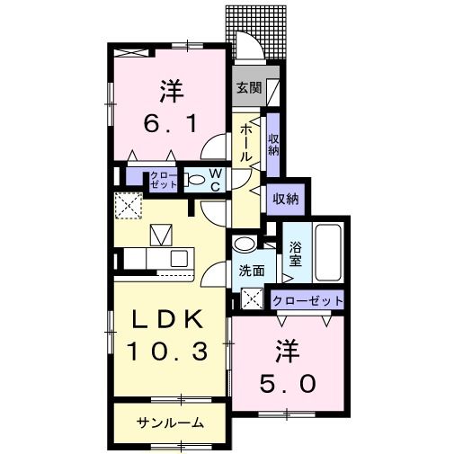 宇部市大字東岐波のアパートの間取り