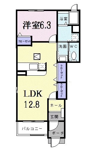 伊予市下吾川のアパートの間取り