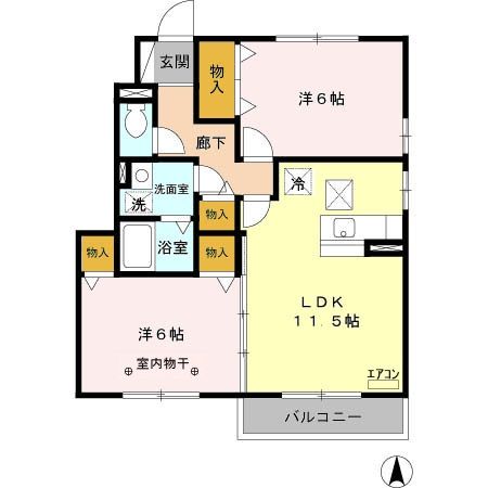 小山市若木町のアパートの間取り