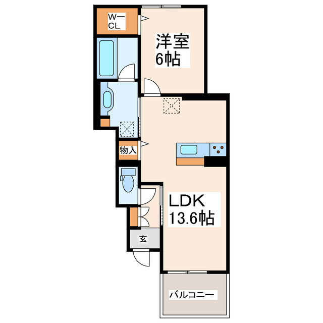 熊本市南区近見のアパートの間取り