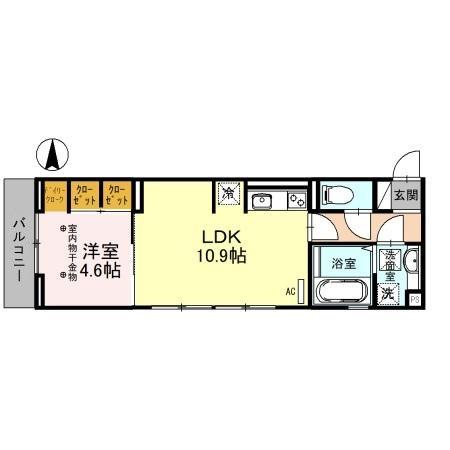 富山市堤町通りのアパートの間取り