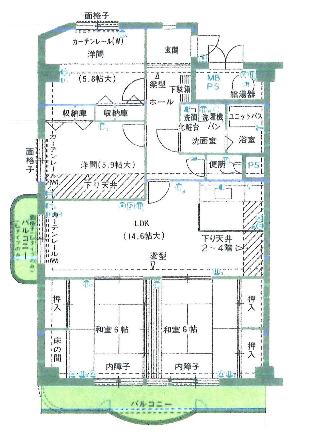 【星和地所牛田コーポラスＥ棟の間取り】