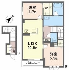 総社市真壁のアパートの間取り