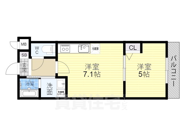 京都市伏見区両替町１２丁目のマンションの間取り