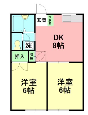 秦野市沼代新町のアパートの間取り