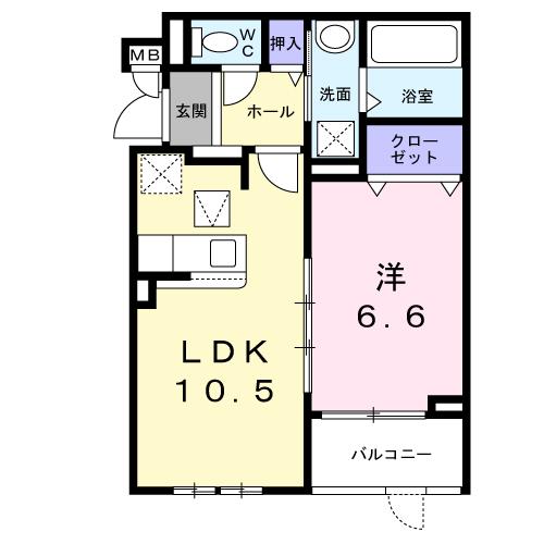 交野市星田北のアパートの間取り