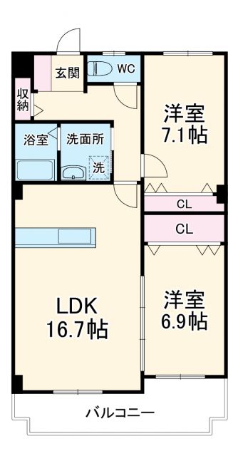 豊橋市草間町のマンションの間取り