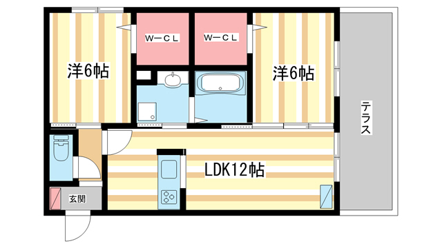 奈良市佐保台西町のアパートの間取り