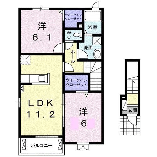 東かがわ市町田のアパートの間取り