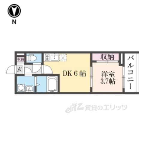 京都市山科区椥辻東浦町のアパートの間取り