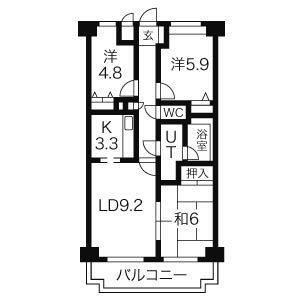 名古屋市瑞穂区妙音通のマンションの間取り