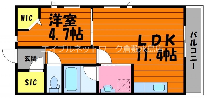 倉敷市平田のマンションの間取り