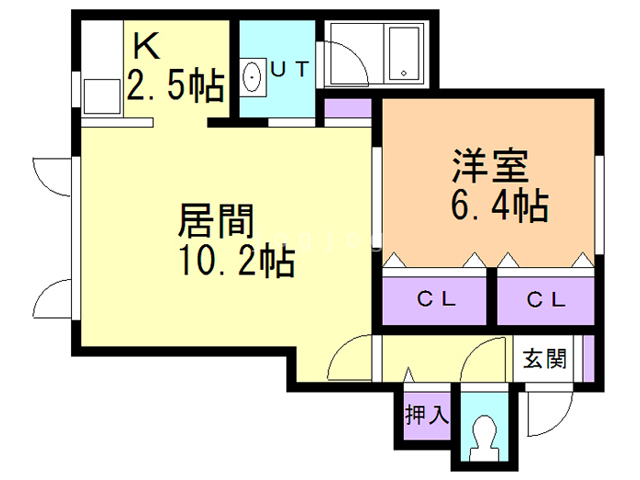 札幌市手稲区富丘一条のアパートの間取り