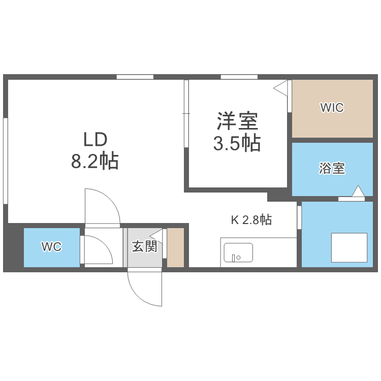 札幌市東区北十六条東のマンションの間取り