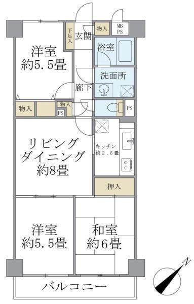 品川区北品川のマンションの間取り