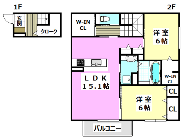 【茨木市蔵垣内のアパートの間取り】