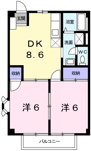 姫路市白浜町宇佐崎北のアパートの間取り