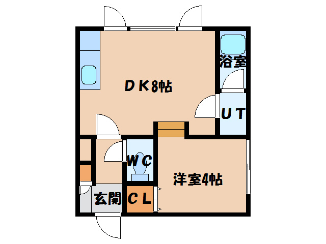 函館市富岡町のアパートの間取り