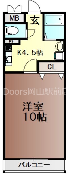 岡山市北区辰巳のマンションの間取り