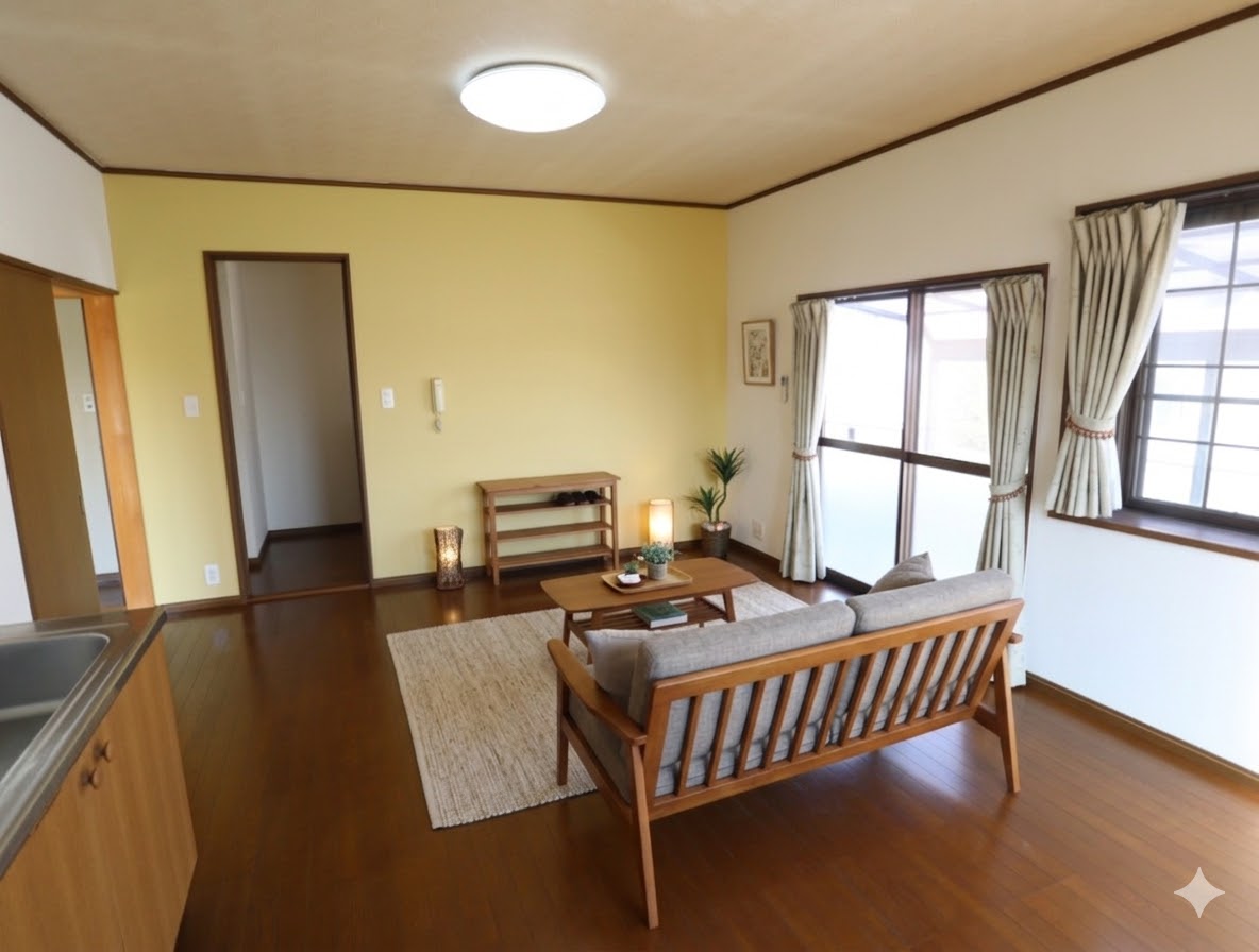 居室・リビング　家具備品はCGによるイメージで、実際の物件には含まれません。