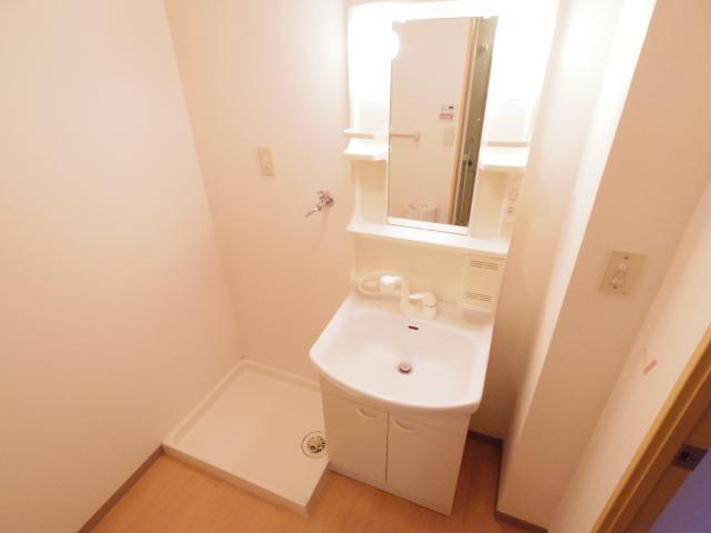 洗面設備　ゆったりとスペースのある洗面所