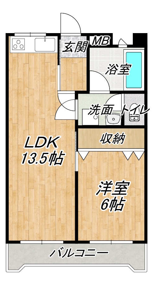 大阪市平野区流町のマンションの間取り