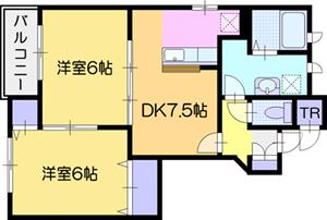 岩見沢市日の出北のアパートの間取り