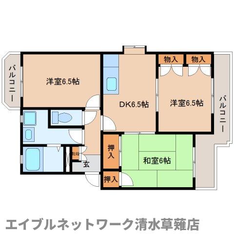 【静岡市葵区瀬名のマンションの間取り】