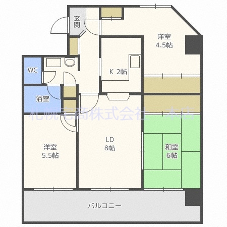 札幌市豊平区平岸二条のマンションの間取り