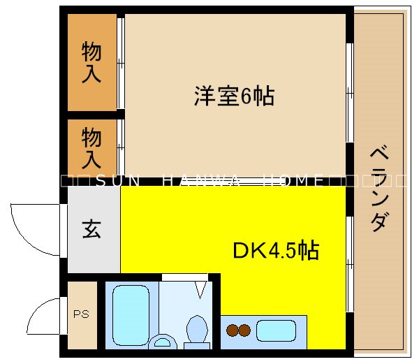 八尾市高安町南のマンションの間取り