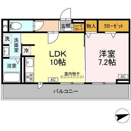 岡崎市六名のアパートの間取り