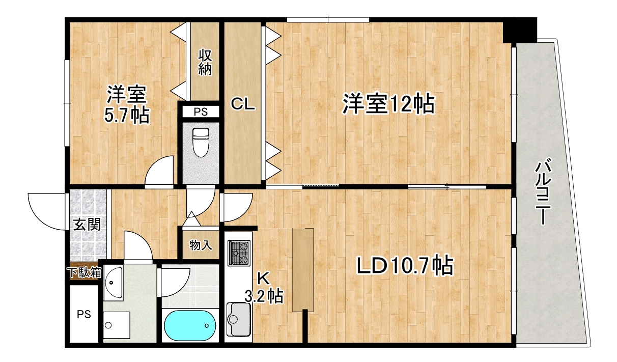 【神戸市東灘区住吉宮町のマンションの間取り】