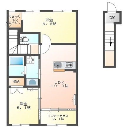 【羽生市大字中岩瀬のアパートの間取り】