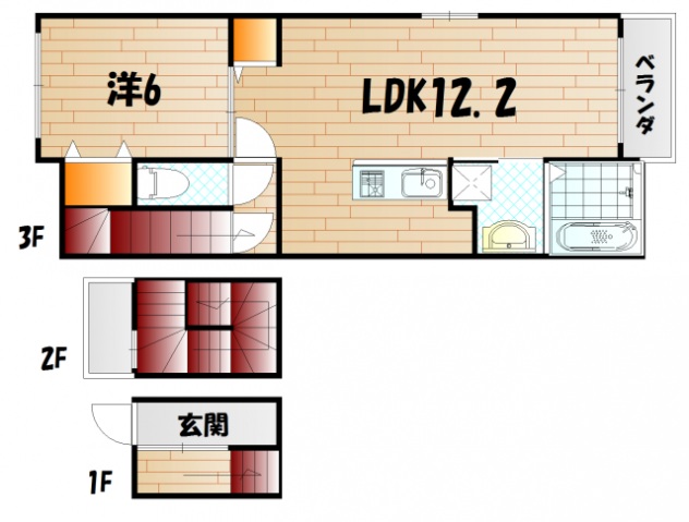 下関市横野町のアパートの間取り