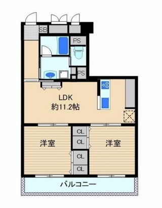 川崎市幸区南幸町のマンションの間取り