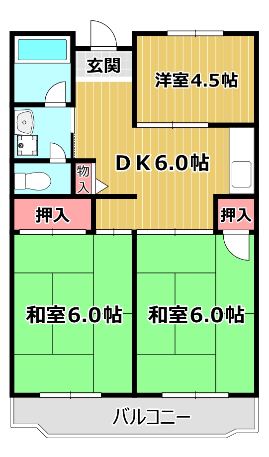 大阪市西淀川区花川のマンションの間取り