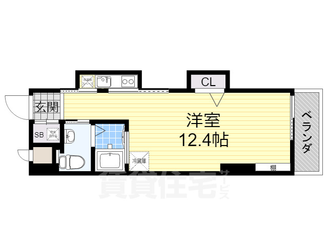 大阪市浪速区元町のマンションの間取り