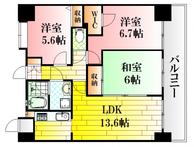 広島市安佐南区大町東のマンションの間取り