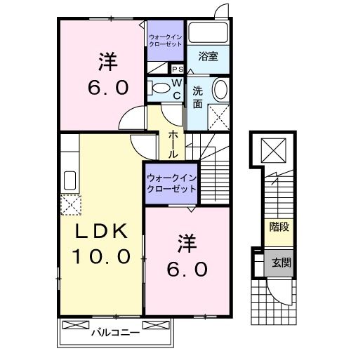 八代市東片町のアパートの間取り