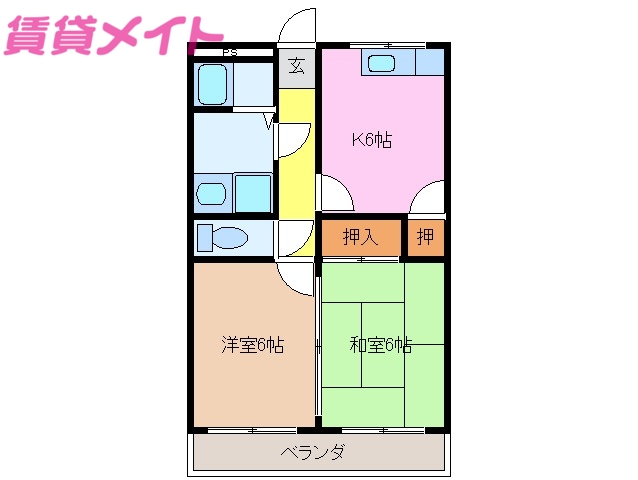 津市高茶屋のアパートの間取り