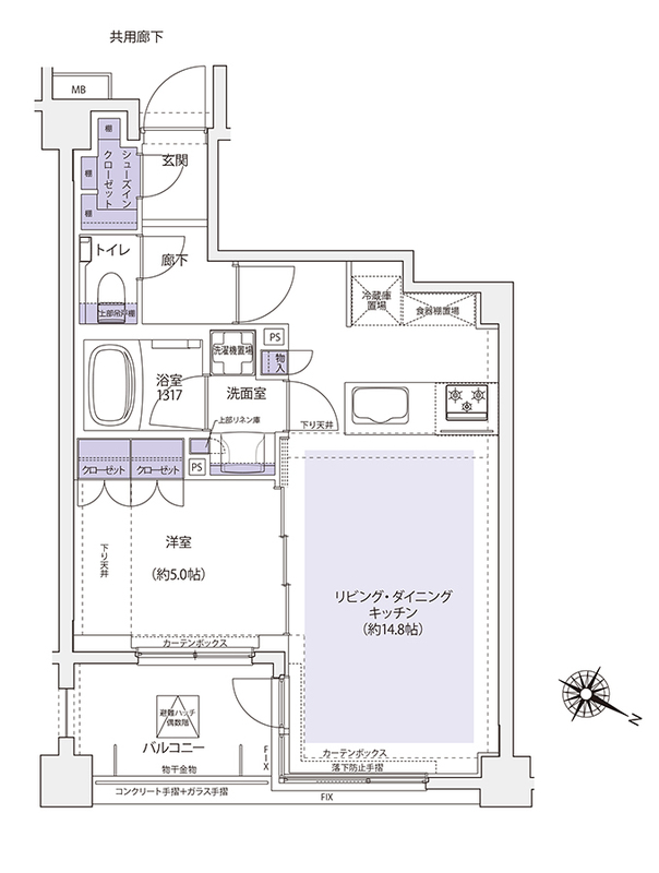 横浜市西区紅葉ケ丘のマンションの間取り