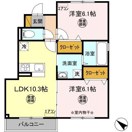 坂東市沓掛のアパートの間取り